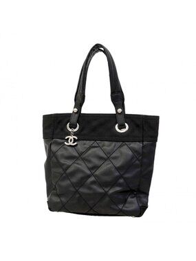 Chanel Tote Paris Biarritz Canvas Black Silver